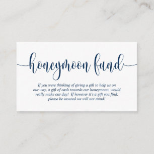 Wedding Honeymoon Fund and Wish, Navy Blue Enclosure Card