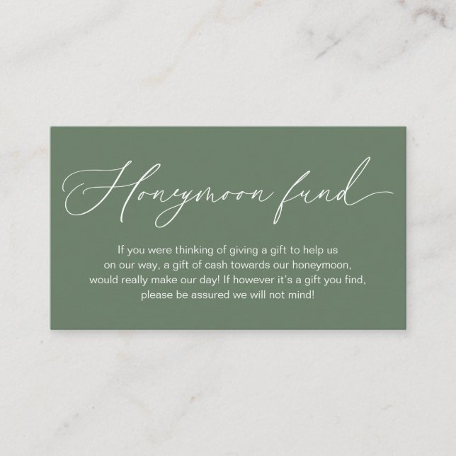 Wedding Honeymoon Fund, Gifts in Cash Wishing Well Enclosure Card (Front)