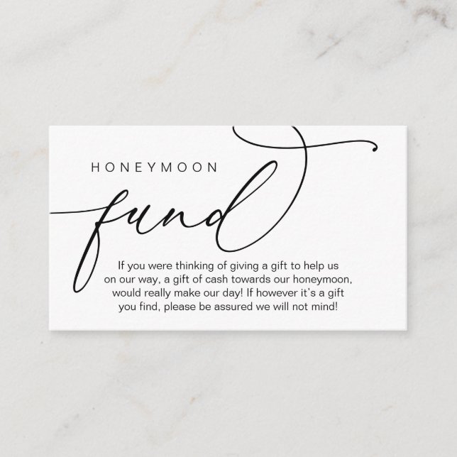 Wedding Honeymoon Fund, Gifts in Cash Wishing Well Enclosure Card (Front)