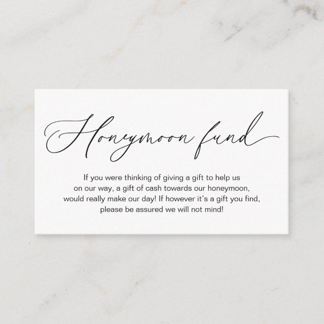 Wedding Honeymoon Fund, Gifts in Cash Wishing Well Enclosure Card (Front)