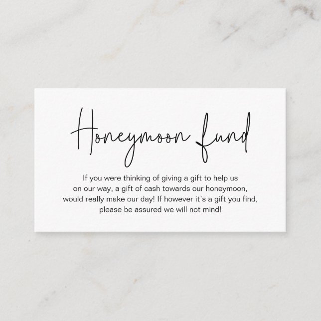 Wedding Honeymoon Fund, Gifts in Cash Wishing Well Enclosure Card (Front)