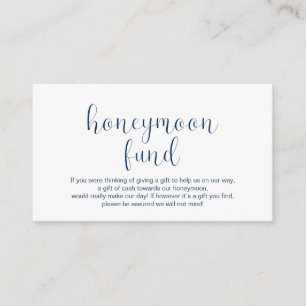 Wedding Honeymoon fund, Minimal, Navy blue font, Enclosure Card