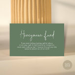 Wedding Honeymoon Fund, Modern Handwritten Script Enclosure Card<br><div class="desc">Celebrate the beginning of your journey together with our elegantly crafted "honeymoon fund" wedding invitation enclosed card. Featuring a sophisticated blend of modern script and romantic allure, in timeless forest sage green theme, each card is meticulously designed to convey the essence of your special day. Perfectly suited for couples seeking...</div>