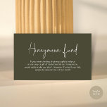 Wedding Honeymoon Fund, Modern Handwritten Script Enclosure Card<br><div class="desc">Celebrate the beginning of your journey together with our elegantly crafted "honeymoon fund" wedding invitation enclosed card. Featuring a sophisticated blend of modern script and romantic allure, in timeless olive green theme, each card is meticulously designed to convey the essence of your special day. Perfectly suited for couples seeking a...</div>