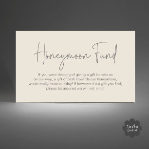Wedding Honeymoon Fund, Modern Handwritten Script Enclosure Card