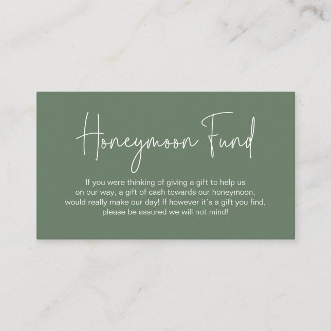 Wedding Honeymoon Fund, Modern Handwritten Script Enclosure Card (Front)