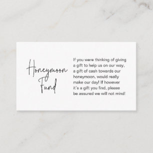 Wedding Honeymoon Fund, Modern Handwritten Script Enclosure Card