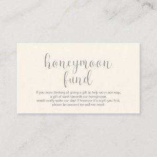 Wedding Honeymoon fund, Modern Minimal Enclosure Card