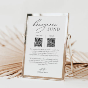 Wedding honeymoon fund table sign with QR code