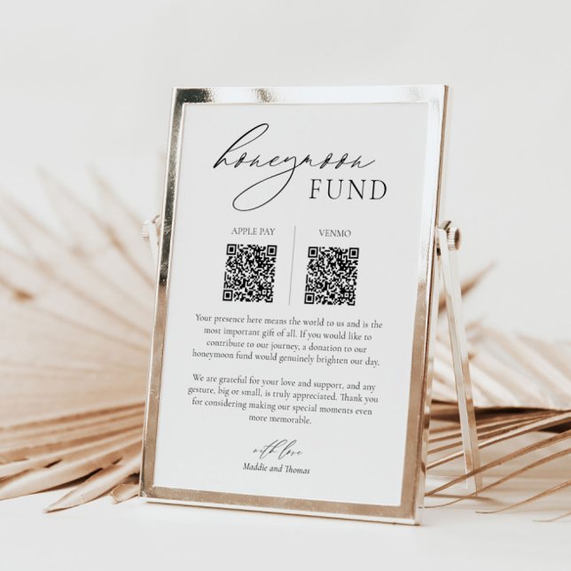Wedding honeymoon fund table sign with QR code (Creator Uploaded)