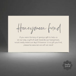 Wedding Honeymoon Fund, Wedding Gifts in Cash Enclosure Card