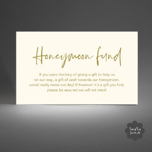 Wedding Honeymoon Fund, Wedding Gifts in Cash Enclosure Card