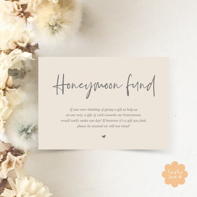 Wedding Honeymoon Fund Wish Cash Enclosure Card (Wedding Honeymoon Wish Fund Cash Enclosure Card in Cream Grey)