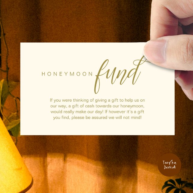 Wedding Honeymoon Fund, Wish, Cash, Modern Classy Enclosure Card (Wedding Honeymoon Wish, Fund, Cash, Modern Classy Enclosure Card, Yellow Gold)