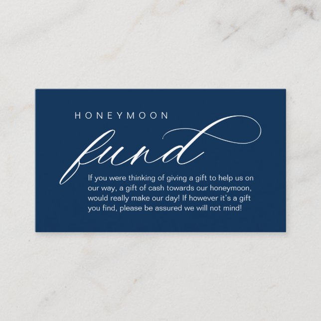 Wedding Honeymoon Fund, Wish, Modern Classy Enclosure Card (Front)