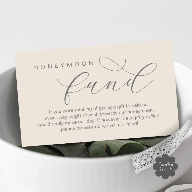 Wedding Honeymoon Fund, Wish, Modern minimal Enclosure Card (Wedding Honeymoon Fund, Wish, Cash, Modern romantic minimalist Enclosure Card Aesthetic cream Grey)