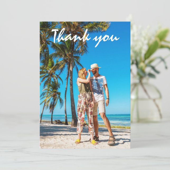 Wedding Honeymoon Photo Thank You Card (Standing Front)