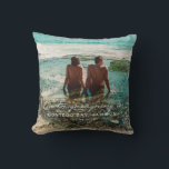 Wedding Honeymoon White Script Destination  Cushion<br><div class="desc">Design features a romantic calligraphy script in white with the phrase "Our honeymoon journey to:".  Easily customise with destination and date.  Ideal wedding gift,  keepsake for yourself and special friends.</div>