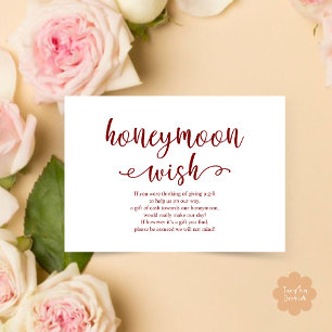 Wedding Honeymoon Wish Fund Cash Enclosure Card