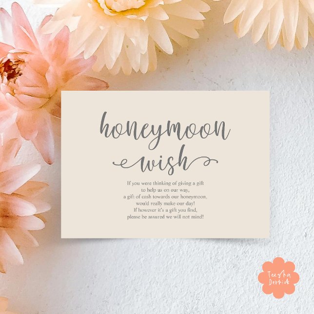Wedding Honeymoon Wish Fund Cash Enclosure Card (Wedding Honeymoon Wish Fund Cash Enclosure Card in Cream Grey)