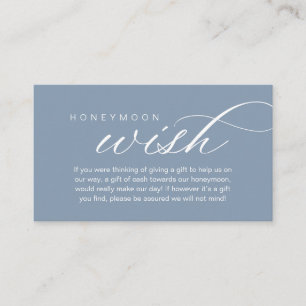 Wedding Honeymoon Wish, Fund, Cash, Modern Classy Enclosure Card