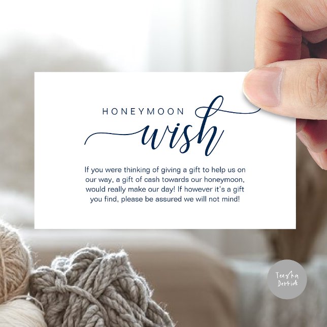 Wedding Honeymoon Wish, Fund, Cash, Modern Classy Enclosure Card (Wedding Honeymoon Wish, Fund, Cash, Modern Classy Enclosure Card, Navy Blue)