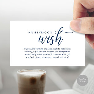 Wedding Honeymoon Wish, Fund, Cash, Modern Classy Enclosure Card