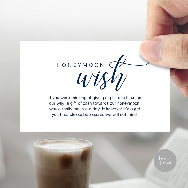 Wedding Honeymoon Wish, Fund, Cash, Modern Classy Enclosure Card (Wedding Honeymoon Wish, Fund, Cash, Modern Classy Enclosure Card, Navy Blue)