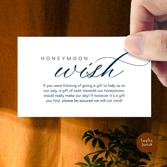 Wedding Honeymoon Wish, Fund, Cash, Modern Classy Enclosure Card (Wedding Honeymoon Wish, Fund, Cash, Modern Classy Enclosure Card, Navy Blue)