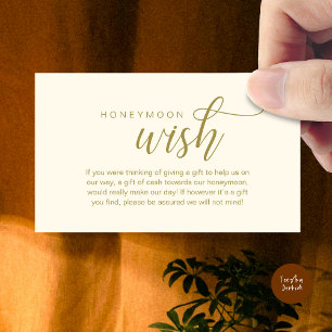 Wedding Honeymoon Wish, Fund, Cash, Modern Classy Enclosure Card
