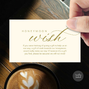 Wedding Honeymoon Wish, Fund, Cash, Modern Classy Enclosure Card