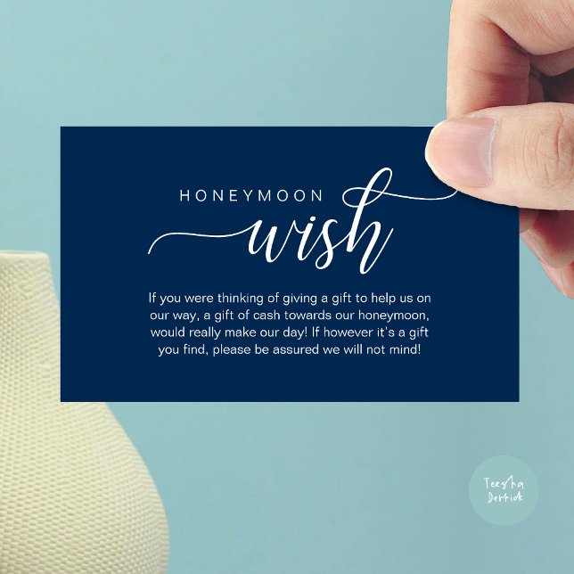 Wedding Honeymoon Wish, Fund, Cash, Modern Classy Enclosure Card (Wedding Honeymoon Wish, Fund, Cash, Modern Classy Enclosure Card, Navy Blue)