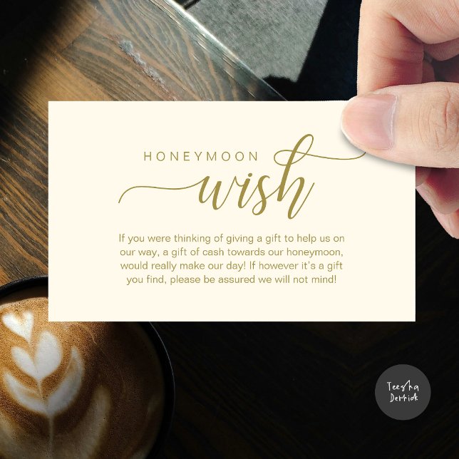 Wedding Honeymoon Wish, Fund, Cash, Modern Classy Enclosure Card (Wedding Honeymoon Wish, Fund, Cash, Modern Classy Enclosure Card, Yellow Gold)