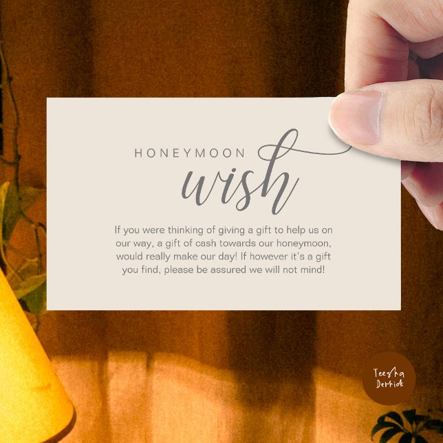 Wedding Honeymoon Wish, Fund, Cash, Modern Classy Enclosure Card (Wedding Honeymoon Wish, Fund, Cash, Modern Classy Enclosure Card, Cream Grey)