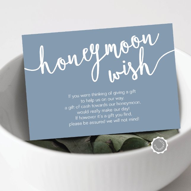 Wedding Honeymoon Wish Fund, Dusty Blue Enclosure Card (Wedding Honeymoon Wish or Honeymoon Fund Enclosure Card, in dusty blue themed)
