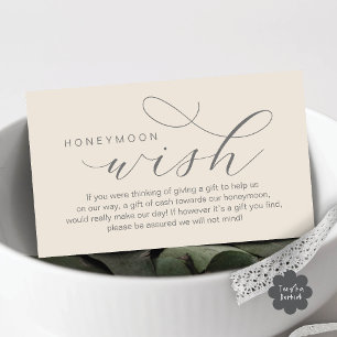 Wedding Honeymoon Wish, Fund, Modern minimal Enclosure Card