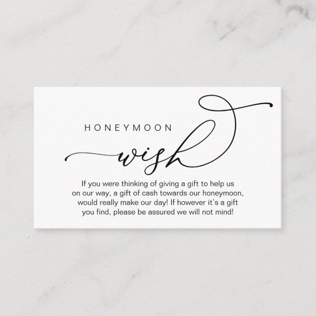 Wedding Honeymoon Wish, Gifts in Cash Wishing Well Enclosure Card (Front)