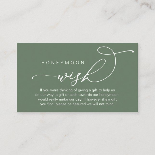 Wedding Honeymoon Wish, Gifts in Cash Wishing Well Enclosure Card (Front)