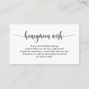 Wedding Honeymoon Wish or Fund, Modern Script Enclosure Card