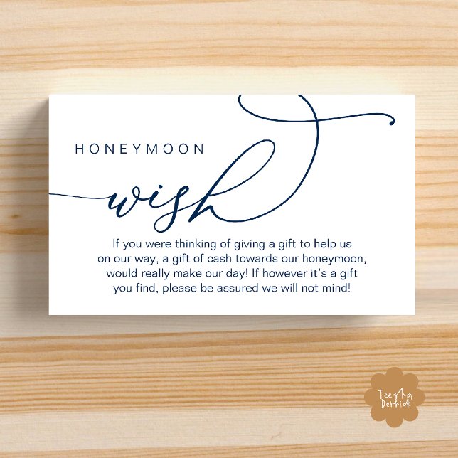 Wedding Honeymoon Wish, Wishing Well Gifts in Cash Enclosure Card (Wedding Honeymoon Fund, Wishing Well Wish, Gifts in Cash Enclosure Card in Navy Blue)
