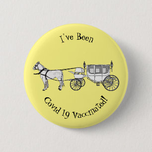 Wedding horse & carriage cartoon illustration 6 cm round badge