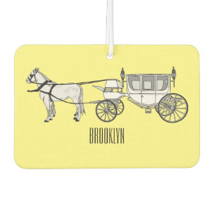 Wedding horse & carriage cartoon illustration car air freshener