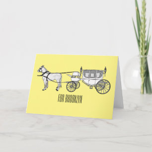 Wedding horse & carriage cartoon illustration card