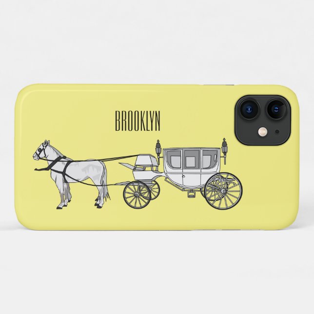 Wedding horse & carriage cartoon illustration Case-Mate iPhone case (Back (Horizontal))