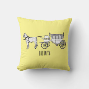 Wedding horse & carriage cartoon illustration cushion