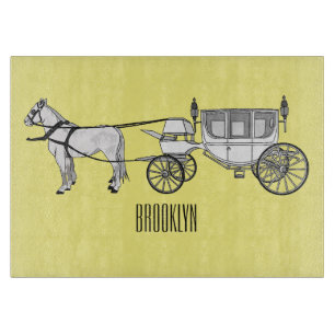 Wedding horse & carriage cartoon illustration cutting board