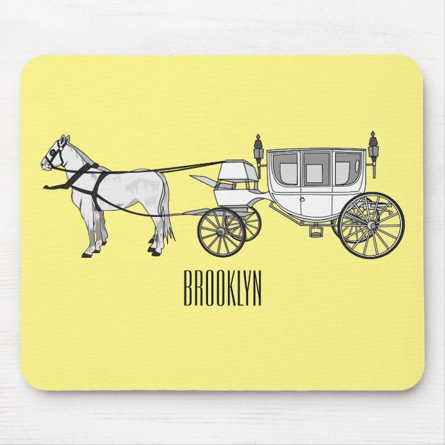 Wedding horse & carriage cartoon illustration mouse mat (Front)