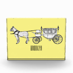 Wedding horse & carriage cartoon illustration photo block