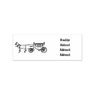 Wedding horse & carriage cartoon illustration rubber stamp