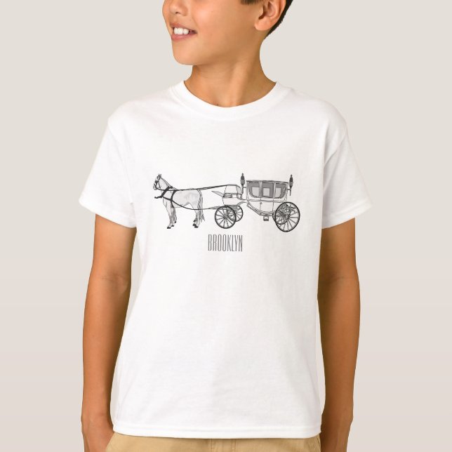 Wedding horse & carriage cartoon illustration T-Shirt (Front)